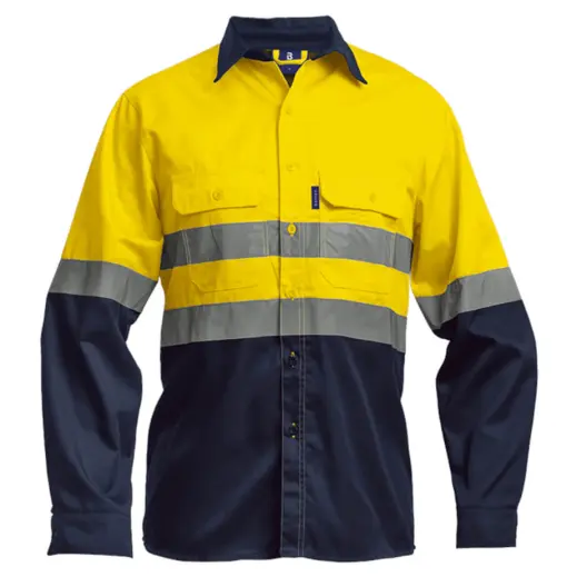 Barron Underground Long Sleeve Safety Shirt Navy-Yellow
